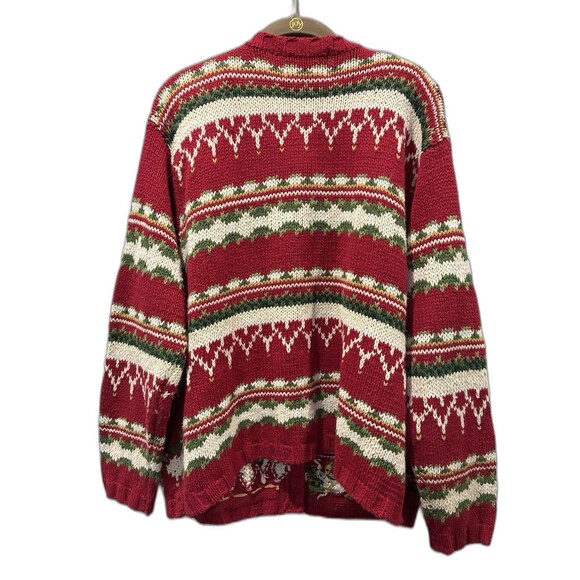 Tiara Int’l XL Red Christmas Cardigan Sweater Beaded Embroidered Holiday Ramie - Picture 5 of 7